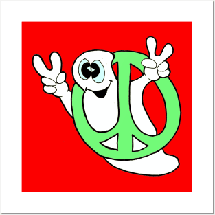 Peace ghost with a green peace sign Posters and Art
